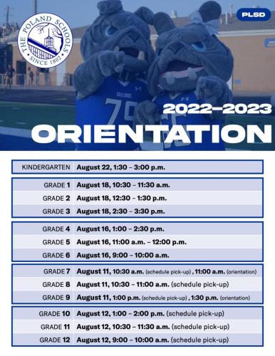 2022 Poland Schools Orientation Times